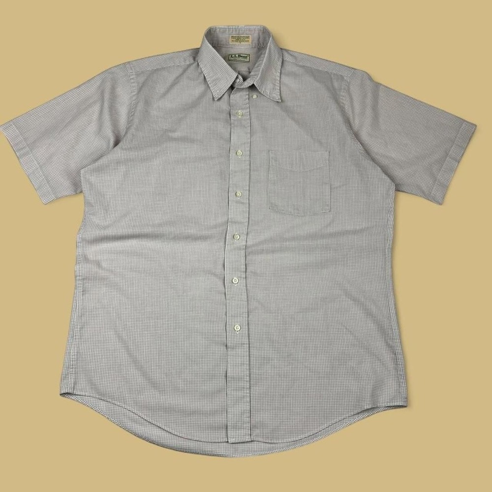 Vintage L.L. Bean Gingham Check Short Sleeve Shirt Made in USA